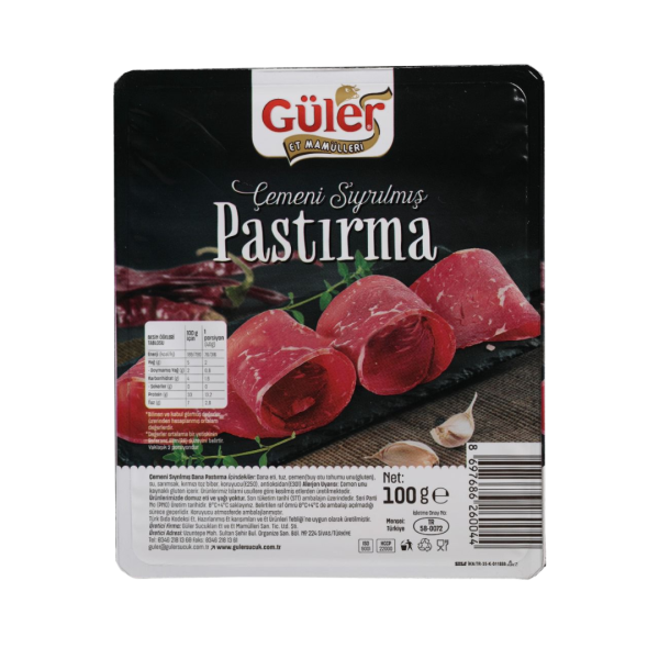 GÜLER PASTIRMA ÇEMENSİZ DİLİMLİ 100 GR 