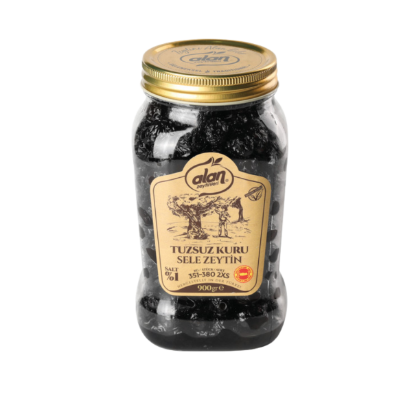 ALAN SİYAH ZEYTİN TUZSUZ KURU SELE PET 900 GR 